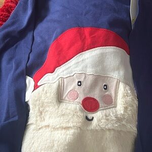 Mini Boden Blue long sleeve Fluffy Santa T-Shirt